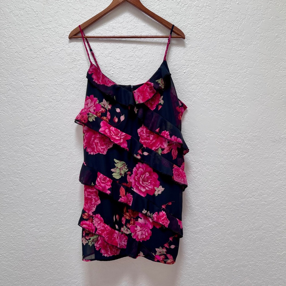 Fashion Nova Black Mini Dress with Pink Floral Print - Picture 2 of 6